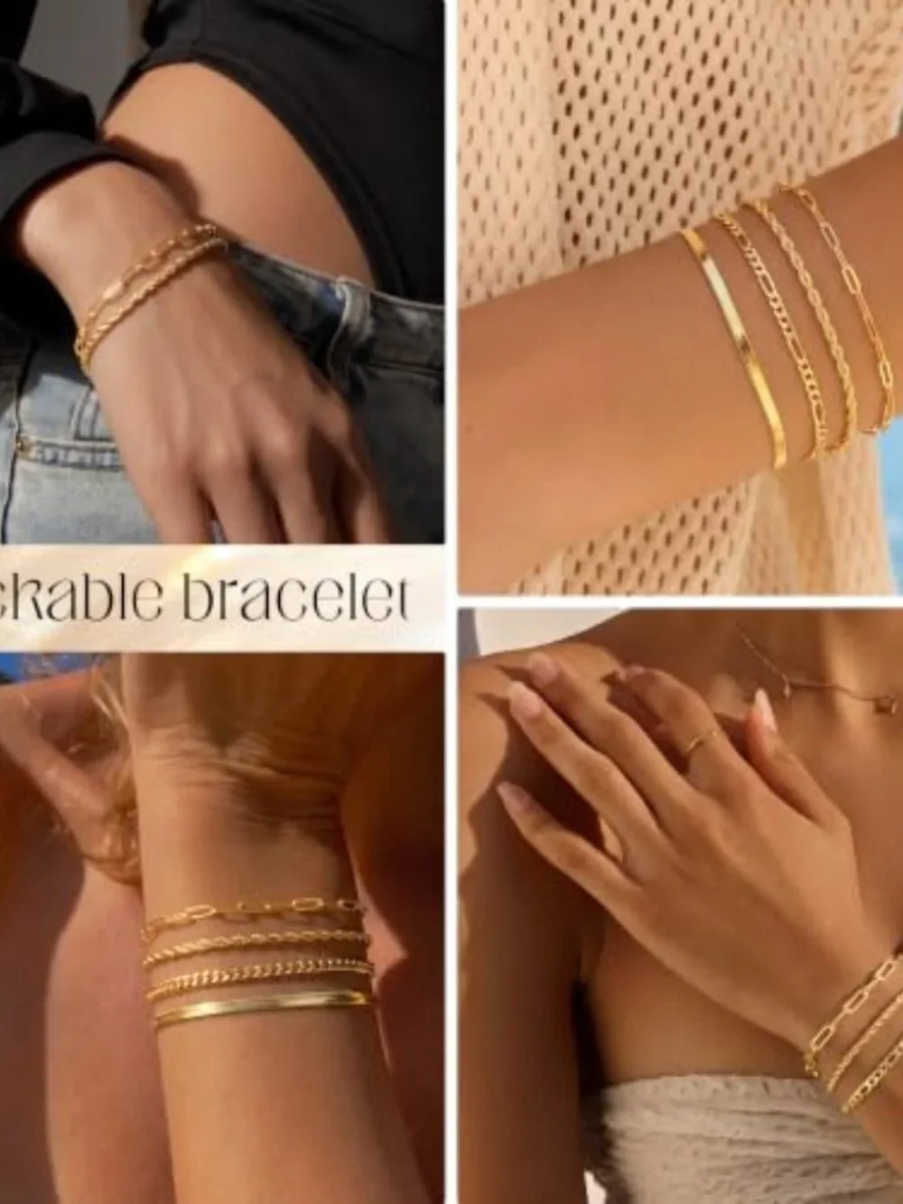 Dainty Gold Bracelets for Women Waterproof